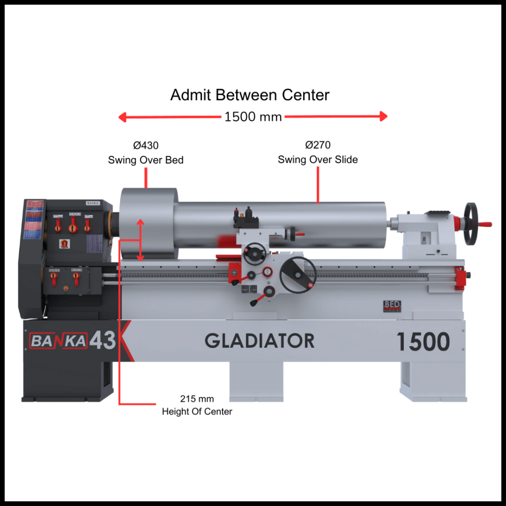 Banka 43 - MEDIUM DUTY ALL GEAR LATHE MACHINE Banka 43 - 6 And 8 Feet, Swing Dia 430 mm - With 52 mm Industrial Lathe - 1000 / 1500 mm Between Center