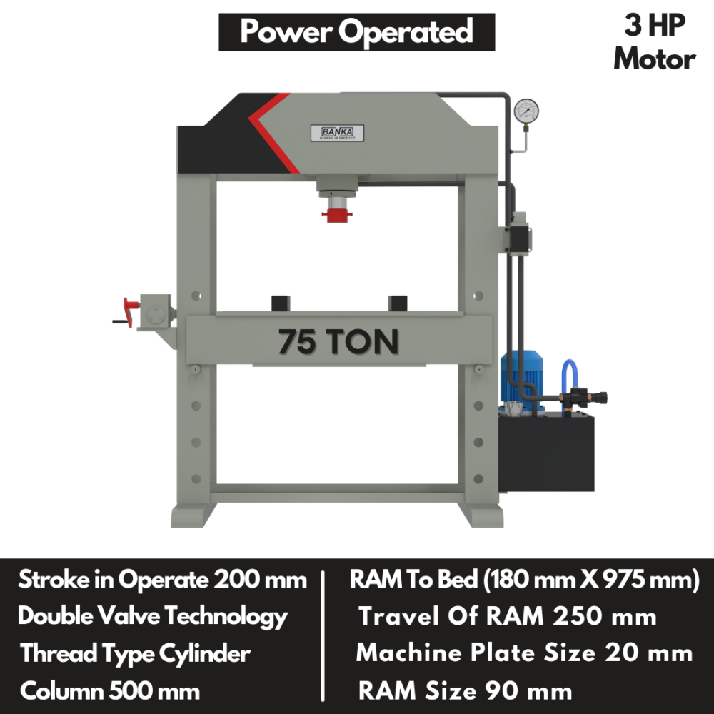 Hydraulic Press machine- Cylinder Machine -Pillar type - Stand Press - Power Pack - Punching - 75 Ton Capacity