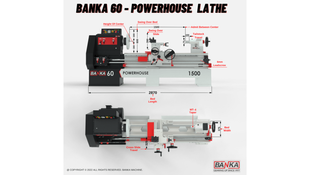 Banka 60 - HEAVY DUTY ALL GEAR LATHE MACHINE - 9 / 12 / 14 / 16 / 18 Feet Swing Dia 600 / 750 mm - With 80 / 100 mm / 3 Inch / 4 Inch Bore - Center 300 and 375 mm/12 and 15 Inch - For Production / Maintenance - Image 7