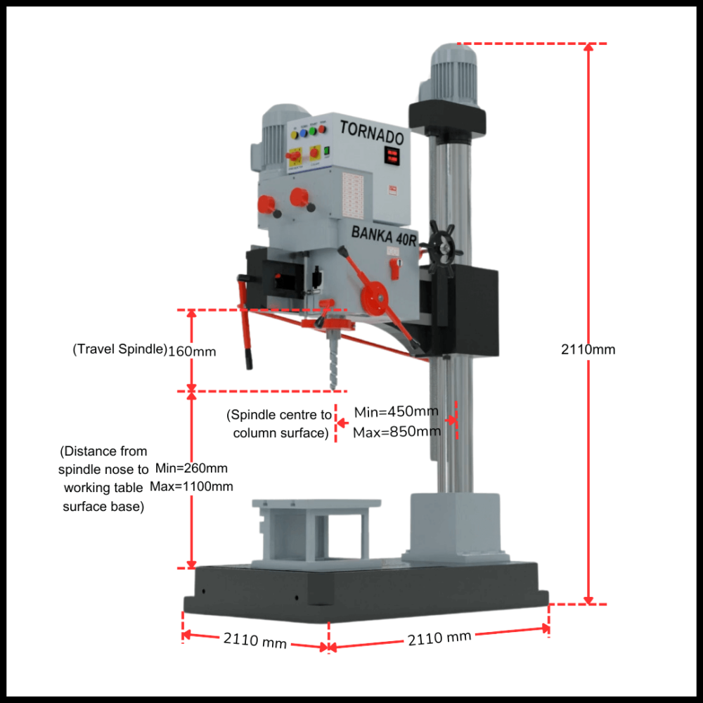 RADIAL DRILL 40 MM HEAVY DUTY MACHINE – 3 YEAR WARRANTY, ALL GEAR DRILL – 1.5 INCH & 2050 RPM – RADIAL TYPE