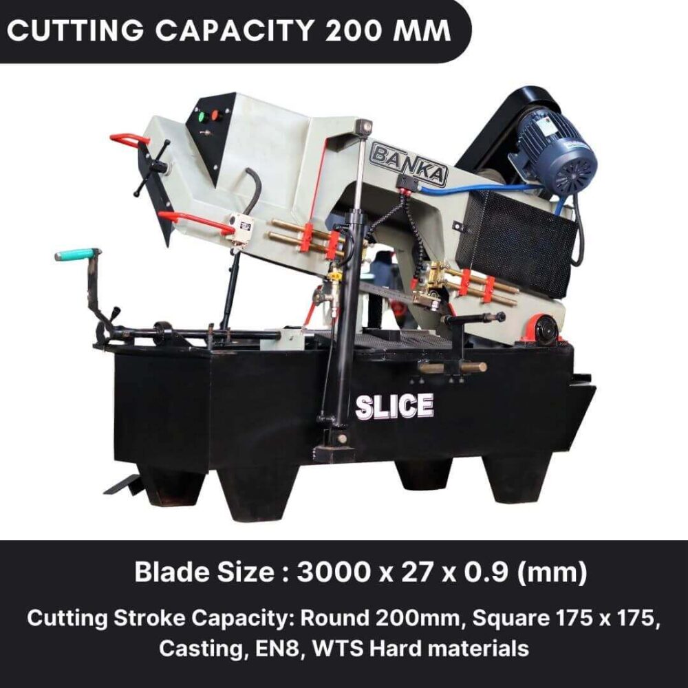 Bandsaw Cutting Machine (200mm) - Metal Cutting Machine - Pipe and Rod Cutting - High Speed Tube - Solid Steel - SLICE 200