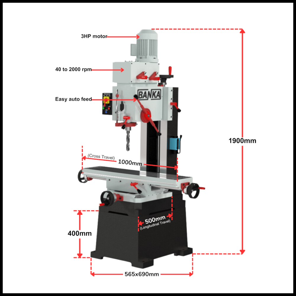 DCM 40 MM – DRILLING CUM MILLING MACHINE – BANKA 40MM AUTO FEED